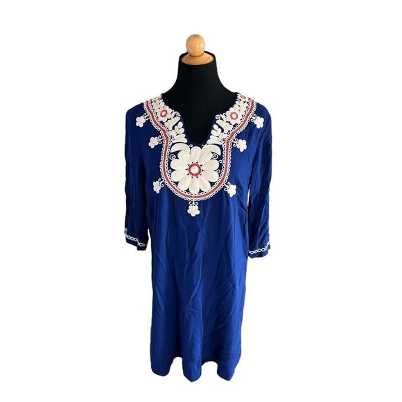 NEW Boden Arianne Viscose Embroidered Blue Dress WH806 Size US 4R - Picture 3 of 8
